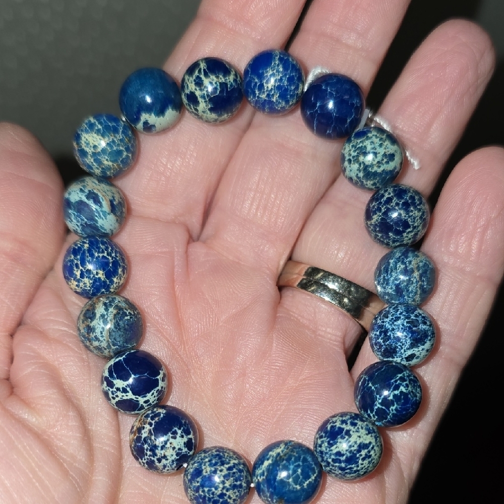 🐰SALE🥳 10mm Blue Imperial 💙 Jasper Bracelet.